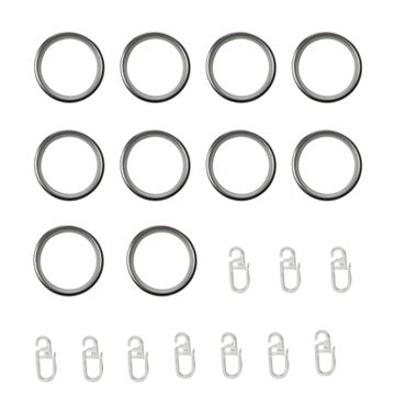 Inspire  curtain pole metal rings (10) with hooks mat nickel 43mm diameter  