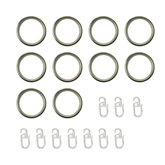 Inspire  curtain pole rings metal with hooks 10  brushed brass  43mm diameter