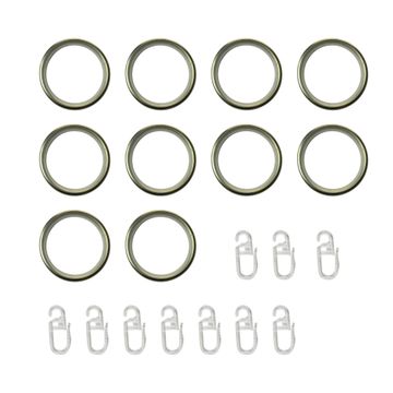 Inspire  curtain pole rings metal with hooks 10  brushed brass  43mm diameter