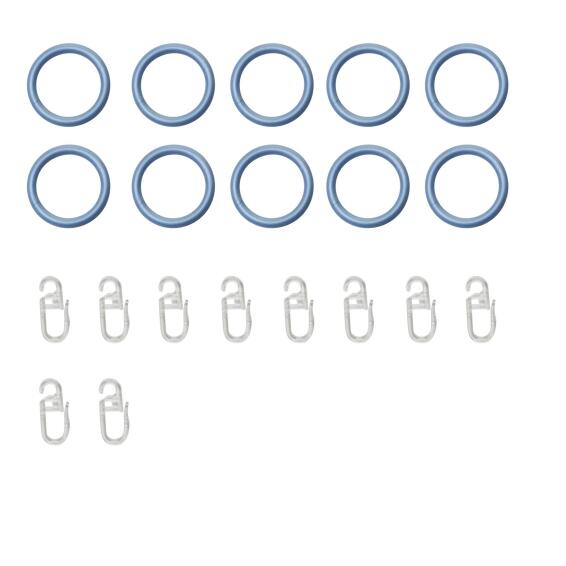 10pc curtain pole rings with hooks silver d-25mm