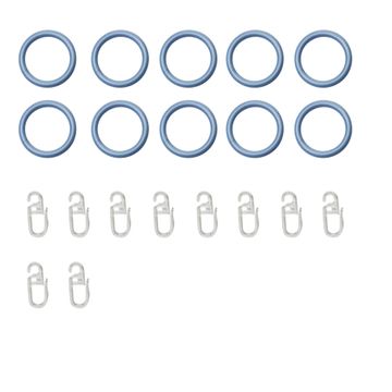10pc curtain pole rings with hooks silver d-25mm