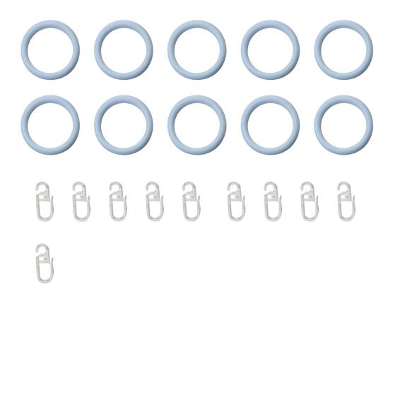 10 plastic curtain rings with hooks diam white 25mm inspire