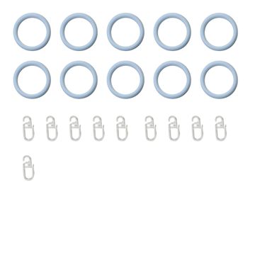 10 plastic curtain rings with hooks diam white 25mm inspire