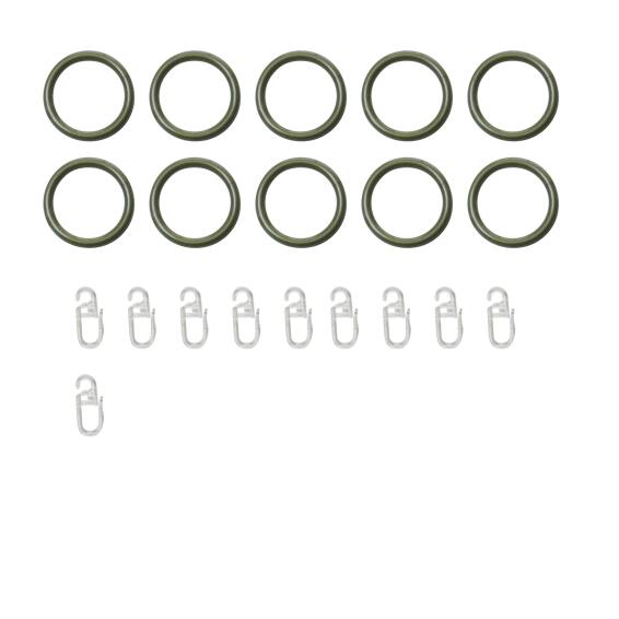 10 plastic curtain rings with hooks diameter 25mm gold inspire