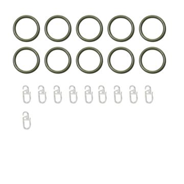 10 plastic curtain rings with hooks diameter 25mm gold inspire