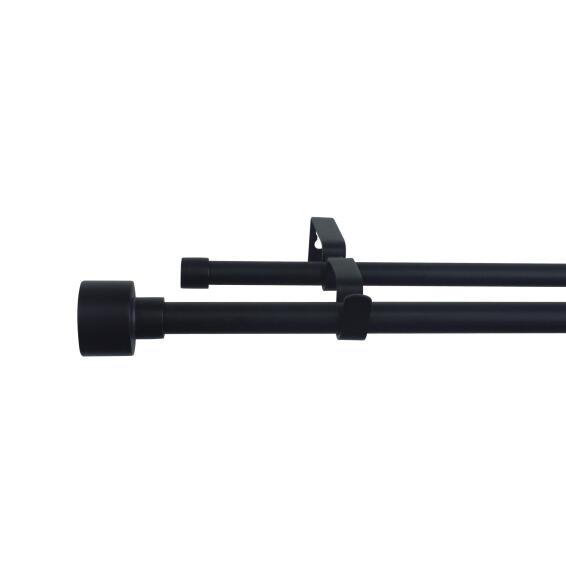 Double extendable curtain kit duplo mat black d16/19 160-300cm inspire