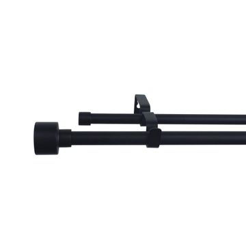 Double extendable curtain kit duplo mat black d16/19 160-300cm inspire
