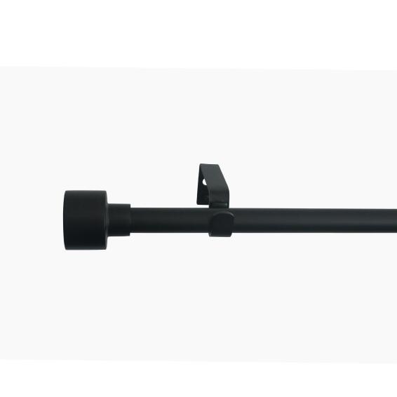 Single extandable curtain pole kit mat black d16-19 duplo 120-210cm inspire