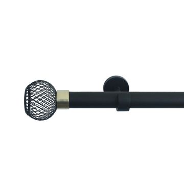 Single extandable curtain pole kit mat black d25-28 glama 160-300cm inspire