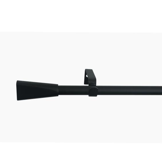 Single extandable curtain pole kit mat black d16-19 pom 120-210cm inspire