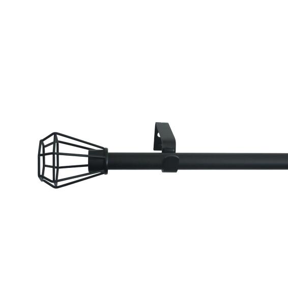 Single extandable curtain pole kit d16-19 fabo mat black 120-210cm inspire
