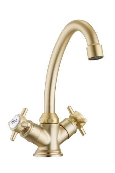Sensea Mauna Basin Mixer L Brushed Brass W13.8cmxD15.8cmxH21cm