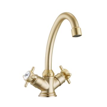 Sensea Mauna Basin Mixer L Brushed Brass W13.8cmxD15.8cmxH21cm