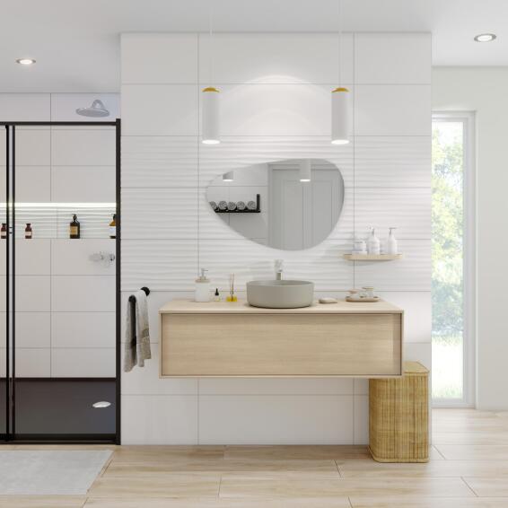 Wall tile ceramic artens intenso arctic white matte l90cm x w30cm (1.08m2/box)