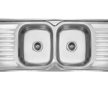 Cam Africa Kitchen Sink Double Bowl Double Drainer Stainless Steel L150Cm X W50Cm Dc1550L/Dcb