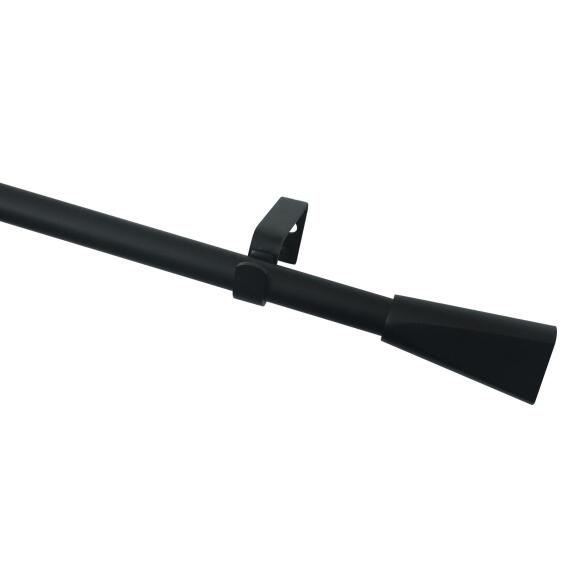 Single extandable curtain pole kit mat black d16-19 pom 160-300cm inspire