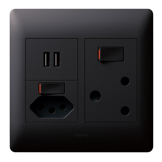 SOCKET SWT RSAXUSBX2 4X4 BLACK