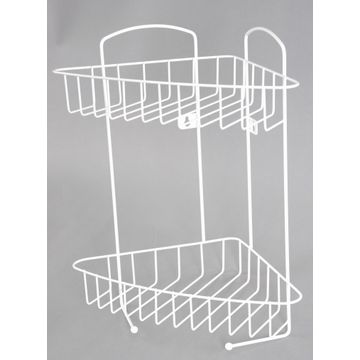 2-tier 1/4 circle shower caddy rack white