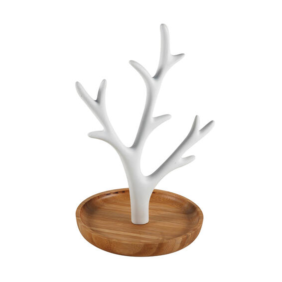 Jewelry holder white matt and bamboo