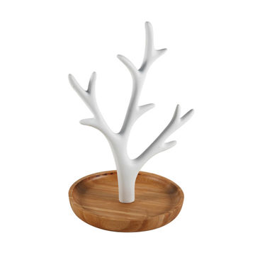 Jewelry holder white matt and bamboo