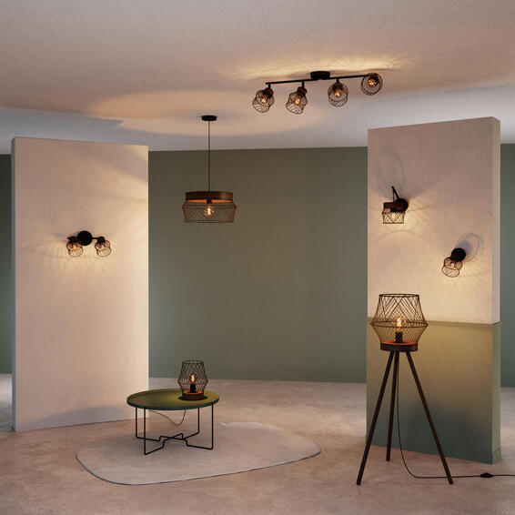 Inspire pendant light e27x1 metal matt black wood inspire kanel