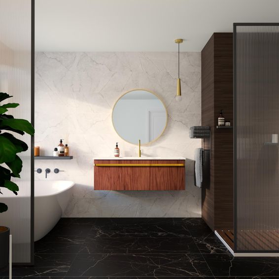 Wall tile artens intenso blush walnut 3d lines rectified 30x90