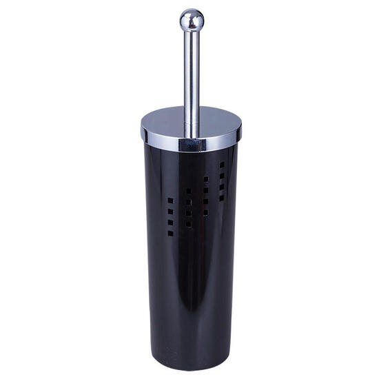 Toilet brush holder black with chrome lid