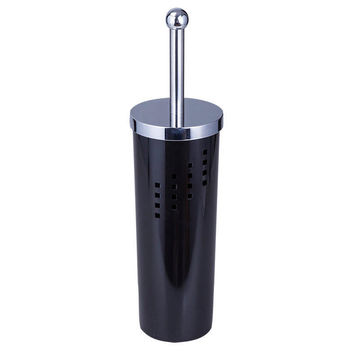 Toilet brush holder black with chrome lid
