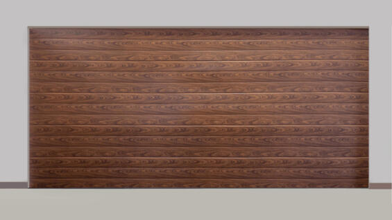 Garage door Chromadeck steel double woodlook slatted W4880mm x H2135mm