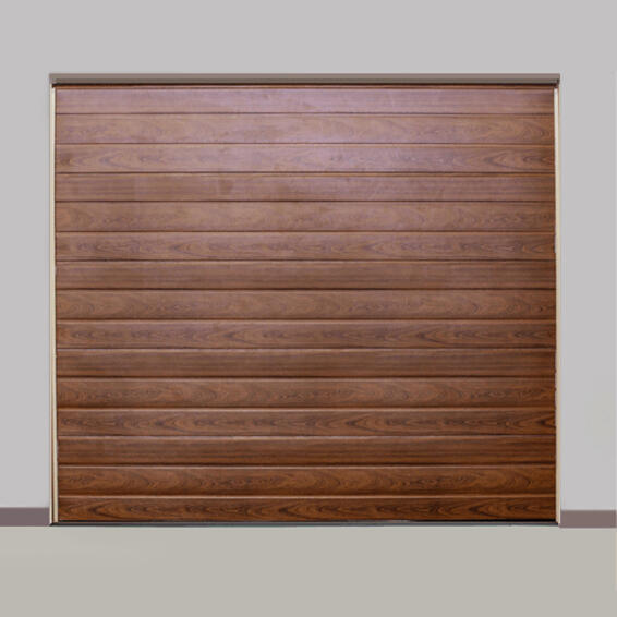 Garage door steel single woodlook charcoal slat W2440mm x H2135mm