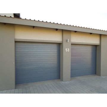 Garage door Chromadeck steel single charcoal slatted  W2440mm x H2135mm