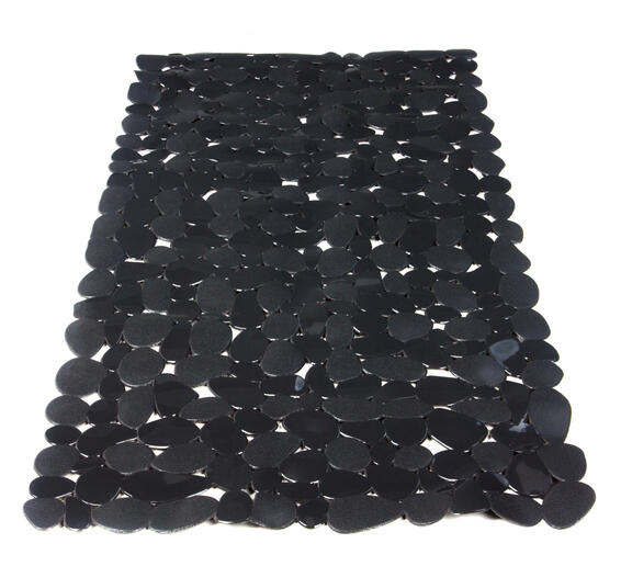 Stone rectangular anti-slip bathmat black W40cmxD70cm