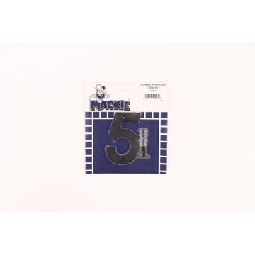 Number 5 plastic sign black mackie 75mm