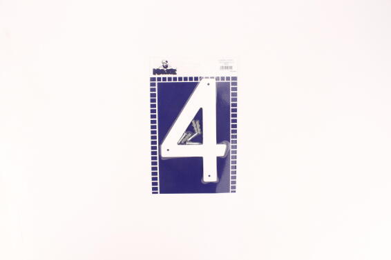 Number 4 plastic sign white mackie 200mm