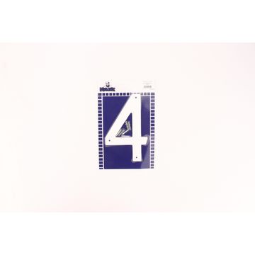 Number 4 plastic sign white mackie 200mm