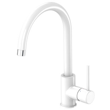 Delinia Kitchen Sink Mixer Tap Single Lever Loa White H36.1Cm Spout Reach 25Cm