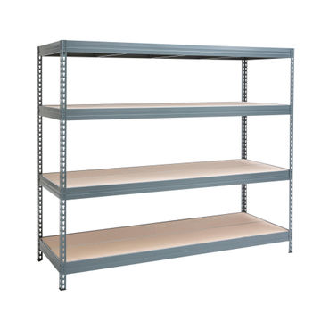 Spaceo mdf board & metal shelving 4 tiers grey w210xd70xh196cm