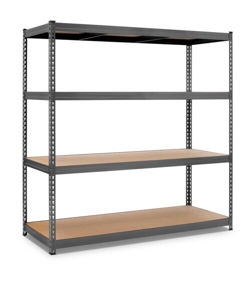 Spaceo mdf board & metal shelving 4 tiers grey w180xd60xh180cm