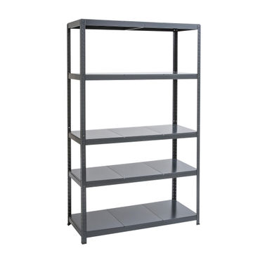 Spaceo metal shelving 5 tiers black w120xd50xh196cm
