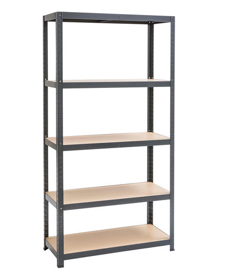 Spaceo mdf board & metal shelving 5 tiers black w90xd40xh176cm
