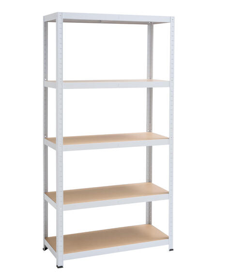 Spaceo mdf board & metal shelving 5 tiers white w90xd90xh176cm