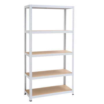 Spaceo mdf board & metal shelving 5 tiers white w90xd90xh176cm