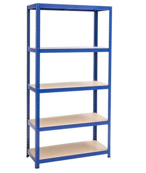 Spaceo mdf board & metal shelving 5 tiers blue w90xd40xh176cm