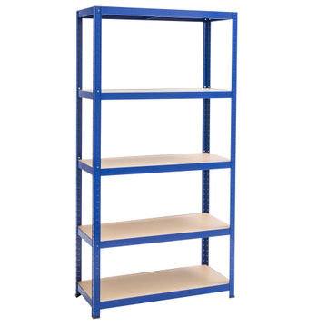 Spaceo mdf board & metal shelving 5 tiers blue w90xd40xh176cm
