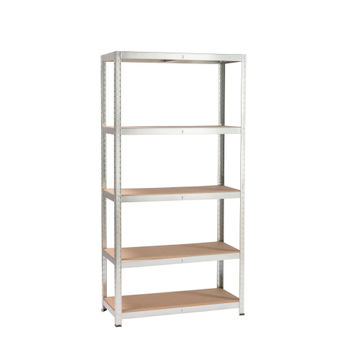 Spaceo mdf board & metal shelving 5 tiers w90xd40xh176cm