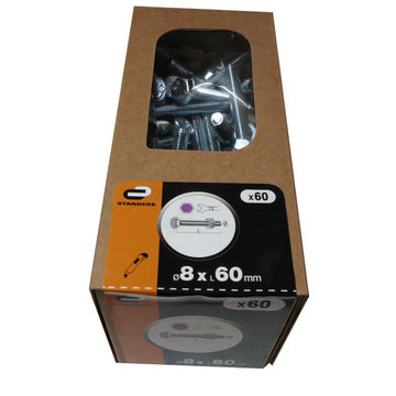 Hexagon bolt and nuts zinc plated 8x60mm 60pc box standers