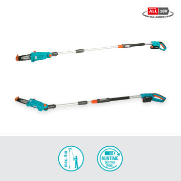 Gardena Battery-Operated Telescopic Pole Chainsaw Chainsaw 18V 4AH (Includes Battery and Charger)