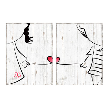 WALL PLAQUE HEART LOVER 30X40X2.5CM 2PC
