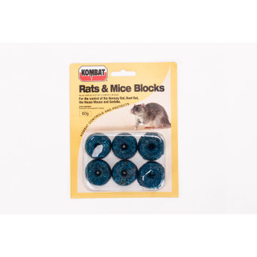 Rats And Mice Blocks, Rat and Mice Control, KOMBAT, 60g