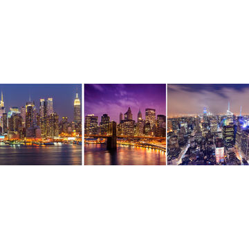 Canvas City Night 30x30cm x3